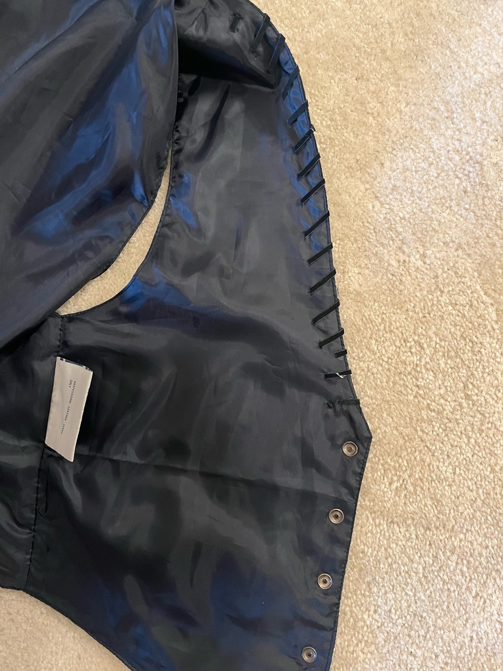 Vintage Leather/Suede Vest Black with Lace up Back -  H.L. Spencer - Picture 4 of 11